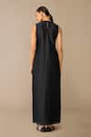 Shop_Ampm_Black Silk Embroidery V-neck Fiza Abaya Kurta Set _Online_at_Aza_Fashions