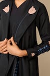 Ampm_Black Silk Embroidery V-neck Fiza Abaya Kurta Set 