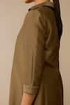 Ampm_Taupe Chanderi Collared, Round Neck Kasra Jacket Kurta Set _Online