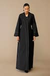 Buy_Ampm_Black Chanderi V-, Scoop Nazia Abaya Kurta Set _at_Aza_Fashions