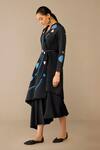 Buy_Ampm_Black Silk Embroidery Round Neck Eraya Draped Skirt Set _Online_at_Aza_Fashions