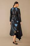 Ampm_Black Silk Embroidery Round Neck Eraya Draped Skirt Set _Online_at_Aza_Fashions