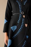 Buy_Ampm_Black Silk Embroidery Round Neck Eraya Draped Skirt Set 