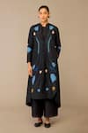 Buy_Ampm_Black Silk Embroidery Round Neck Arisa Kurta Palazzo Set _at_Aza_Fashions