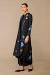Ampm_Black Silk Embroidery Round Neck Arisa Kurta Palazzo Set _at_Aza_Fashions