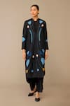 Buy_Ampm_Black Silk Embroidery Round Neck Arisa Kurta Palazzo Set 