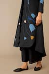 Ampm_Black Silk Embroidery Round Neck Arisa Kurta Palazzo Set _Online