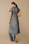 Shop_Ampm_Gray V-neck Amalea Jacket Skirt Set _at_Aza_Fashions