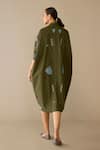 Shop_Ampm_Olive Green Poplin Embroidery Collared Viola Dress _at_Aza_Fashions