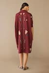 Shop_Ampm_Red Poplin Embroidery Collared Viola Dress _at_Aza_Fashions