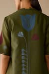 Buy_Ampm_Olive Green Chanderi Embroidery Round , Open Atara Dress With Jacket 
