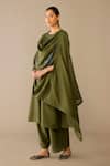 Shop_Ampm_Olive Green Chanderi Embroidery Round Neck Samreen Kurta Set _Online_at_Aza_Fashions