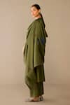 Ampm_Olive Green Chanderi Embroidery Round Neck Samreen Kurta Set _at_Aza_Fashions