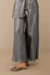 Ampm_Gray Shawl Neck Shiri Top And Pant Set _Online_at_Aza_Fashions