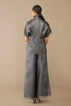 Shop_Ampm_Gray Shawl Neck Shiri Top And Pant Set _at_Aza_Fashions