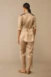 Shop_Ampm_Gold Round Neck Idalia Cape Pant Set _at_Aza_Fashions