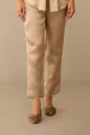 Ampm_Gold Round Neck Idalia Cape Pant Set _Online_at_Aza_Fashions