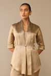 Buy_Ampm_Gold Round Neck Idalia Cape Pant Set _Online_at_Aza_Fashions