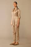 Ampm_Gold Round Neck Idalia Cape Pant Set _at_Aza_Fashions
