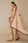 Shop_Ampm_Beige Chanderi Embroidery Round Neck Azran Kurta Set _Online_at_Aza_Fashions