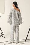 Shop_House Of Zeniaa_Cream Cotton Off-shoulder Daisy Monochrome Co-ord Set_at_Aza_Fashions