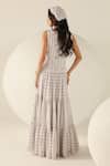 Shop_House Of Zeniaa_Cotton Fabric Flowers Square Neck Lily Multicolored Tiered Maxi Dress _at_Aza_Fashions