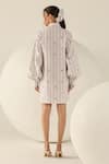 Shop_House Of Zeniaa_White Cotton Embroidery Collared Stella Multicoloured Striped Shirt Dress _at_Aza_Fashions