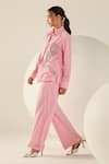 Shop_House Of Zeniaa_Pink Cotton Beads Collared Audrey Striped Button-up Shirt _Online_at_Aza_Fashions