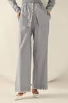 Shop_House Of Zeniaa_Blue Cotton Pearls Square Neck Checks Carrie Pant Set _Online_at_Aza_Fashions