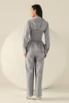 Shop_House Of Zeniaa_Blue Cotton Pearls Square Neck Checks Carrie Pant Set _at_Aza_Fashions