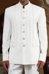 Kudrat Couture_White Chand Saaz Bandhgala Set _Online_at_Aza_Fashions