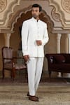 Shop_Kudrat Couture_White Chand Saaz Bandhgala Set _Online_at_Aza_Fashions