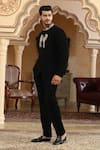 Kudrat Couture_Black Embroidery, Zari Baadal Paar Hand Bandhgala Set _at_Aza_Fashions
