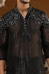 Shop_Kudrat Couture_Black Chiffon, Georgette Zari, Cut Work Sheer Embroidered Kurta _Online_at_Aza_Fashions