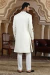Shop_Kudrat Couture_White Jacquard Embroidery, Zari, Sequins, Pearls Rajphool Hand Sherwani Set _at_Aza_Fashions