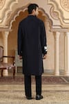 Kudrat Couture_Navy Chanderi Silk, Viscose Pearls, Handpainted Phoolkumar Embroidered Kurta Set _at_Aza_Fashions