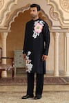 Buy_Kudrat Couture_Navy Chanderi Silk, Viscose Pearls, Handpainted Phoolkumar Embroidered Kurta Set 