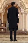 Shop_Kudrat Couture_Navy Chanderi Silk, Viscose Pearls, Handpainted Phoolkumar Embroidered Kurta Set _at_Aza_Fashions