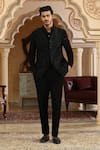 Buy_Kudrat Couture_Black Satin Drawn Deer Suit Set _at_Aza_Fashions