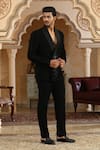 Buy_Kudrat Couture_Black Zari Glitter Flower Cut Embroidered Suit Set _Online_at_Aza_Fashions