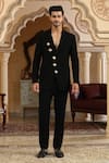 Buy_Kudrat Couture_Black Gold Coins Suit Set _Online_at_Aza_Fashions