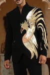 Kudrat Couture_Black Embroidery Sworn Eagle Suit Set _Online_at_Aza_Fashions