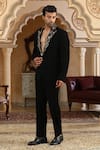 Kudrat Couture_Black Zari, Sequins Gold Vines Embroidered Suit Set _Online_at_Aza_Fashions