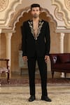 Shop_Kudrat Couture_Black Zari, Sequins Gold Vines Embroidered Suit Set _Online_at_Aza_Fashions