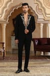 Buy_Kudrat Couture_Black Zari, Sequins Gold Vines Embroidered Suit Set _at_Aza_Fashions