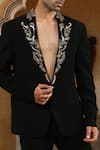 Kudrat Couture_Black Zari, Sequins Gold Vines Embroidered Suit Set _at_Aza_Fashions