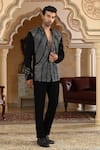 Kudrat Couture_Black Cut Work Galactic World Embroidered Suit Set _at_Aza_Fashions