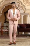 Buy_Kudrat Couture_Pink Linen Cut Work, Embroidery Serpents Charm Suit Set _at_Aza_Fashions