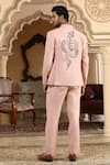 Shop_Kudrat Couture_Pink Linen Cut Work, Embroidery Serpents Charm Suit Set _at_Aza_Fashions