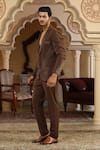 Kudrat Couture_Brown Corduroy, Polyester Textured Applique Suit Set _at_Aza_Fashions